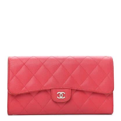 Chanel Caviar Quilted Large Gusset Flap Wallet Dark Red 1 of 8
