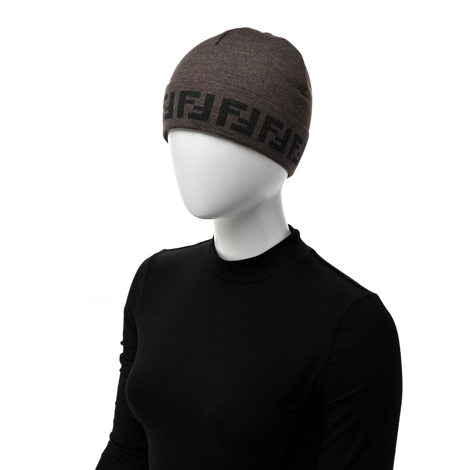 Fendi Wool Knit Zucca Beanie Tortora 2 of 5
