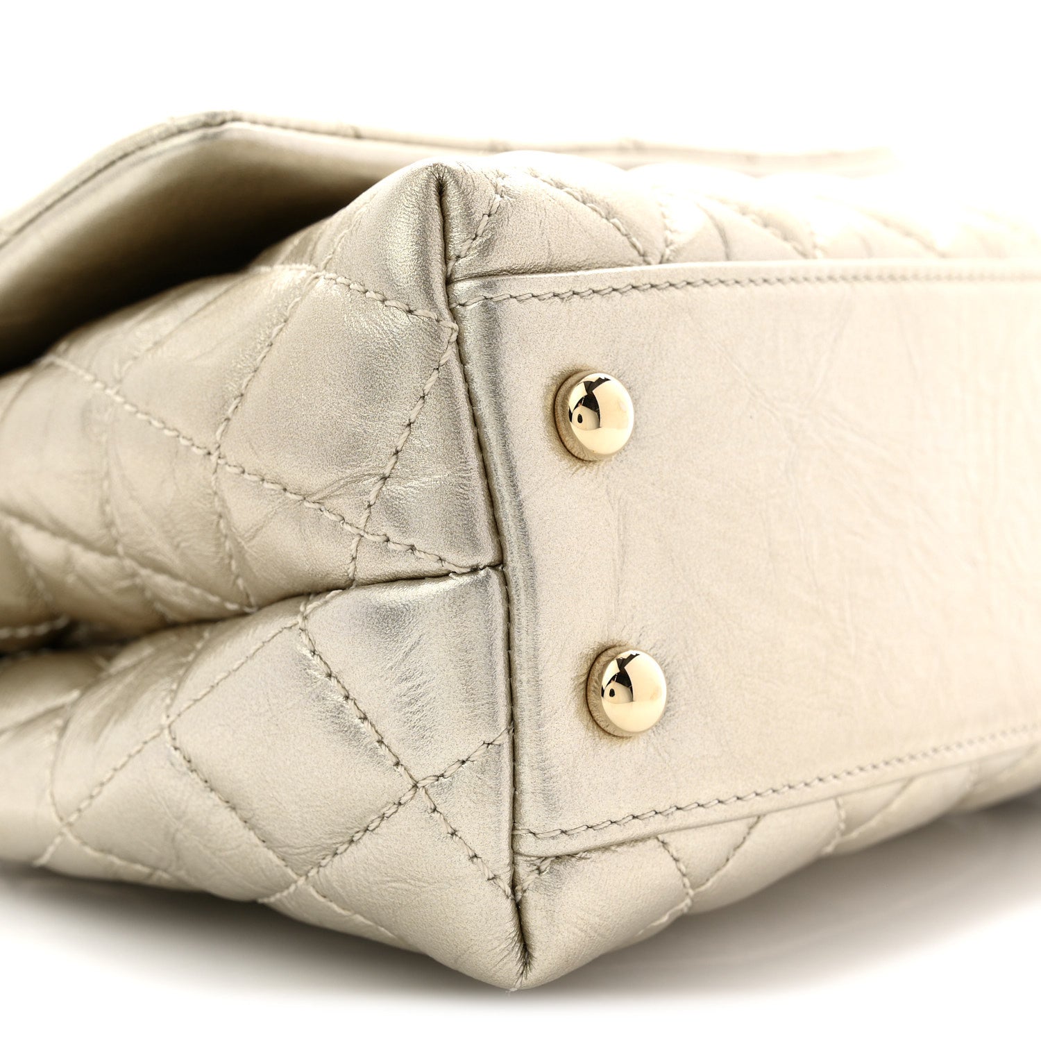 Chanel Metallic Aged Calfskin Quilted Mini Coco Handle Flap Gold 9 of 11