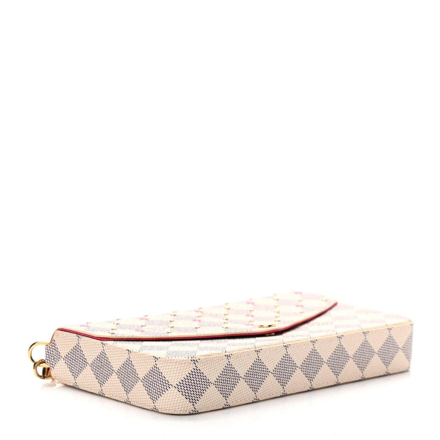 Damier Azur Studded Pochette Felicie Chain Wallet Fuchsia