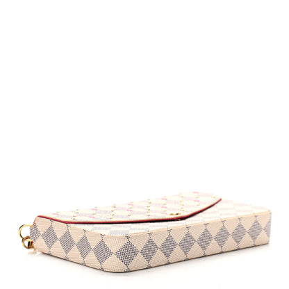 Louis Vuitton Damier Azur Studded Pochette Felicie Chain Wallet Fuchsia 5 of 10