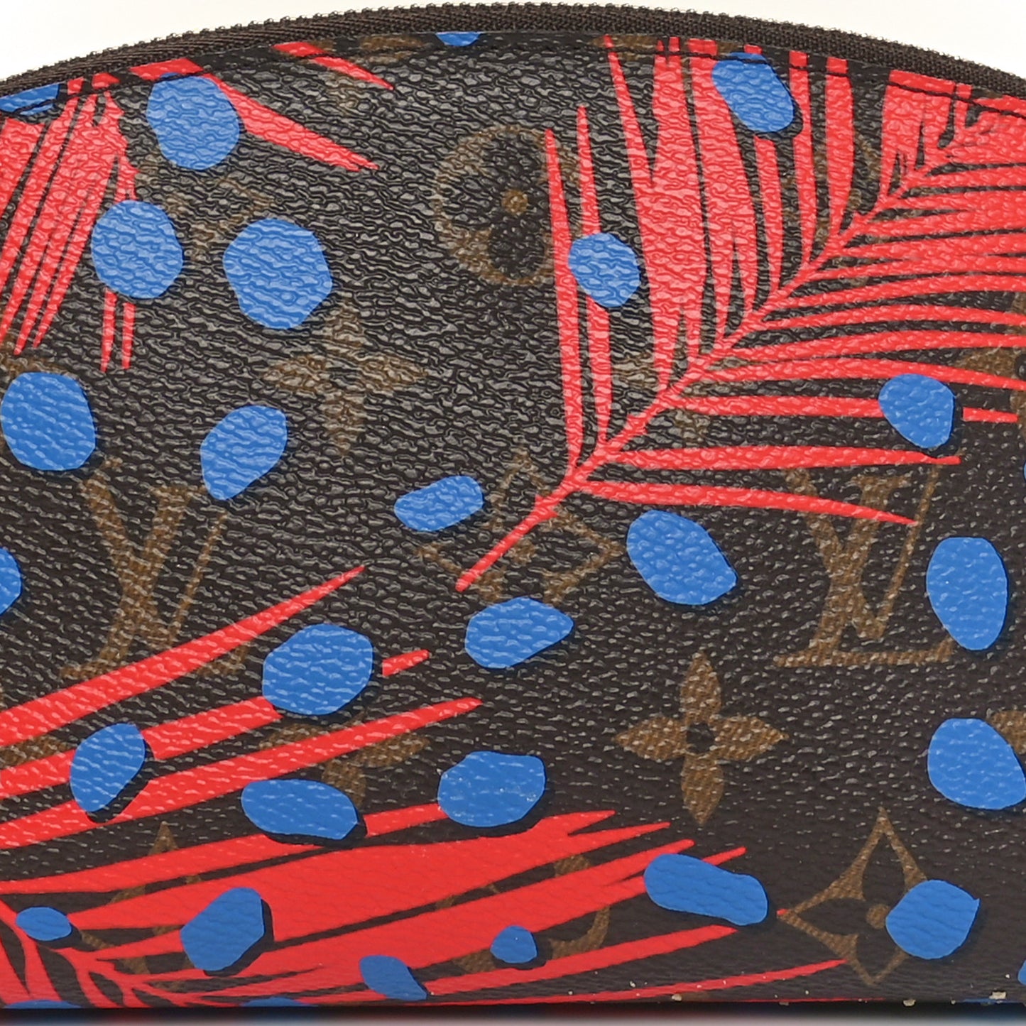 Monogram Jungle Dots Cosmetic Pouch Coquelicot Denim