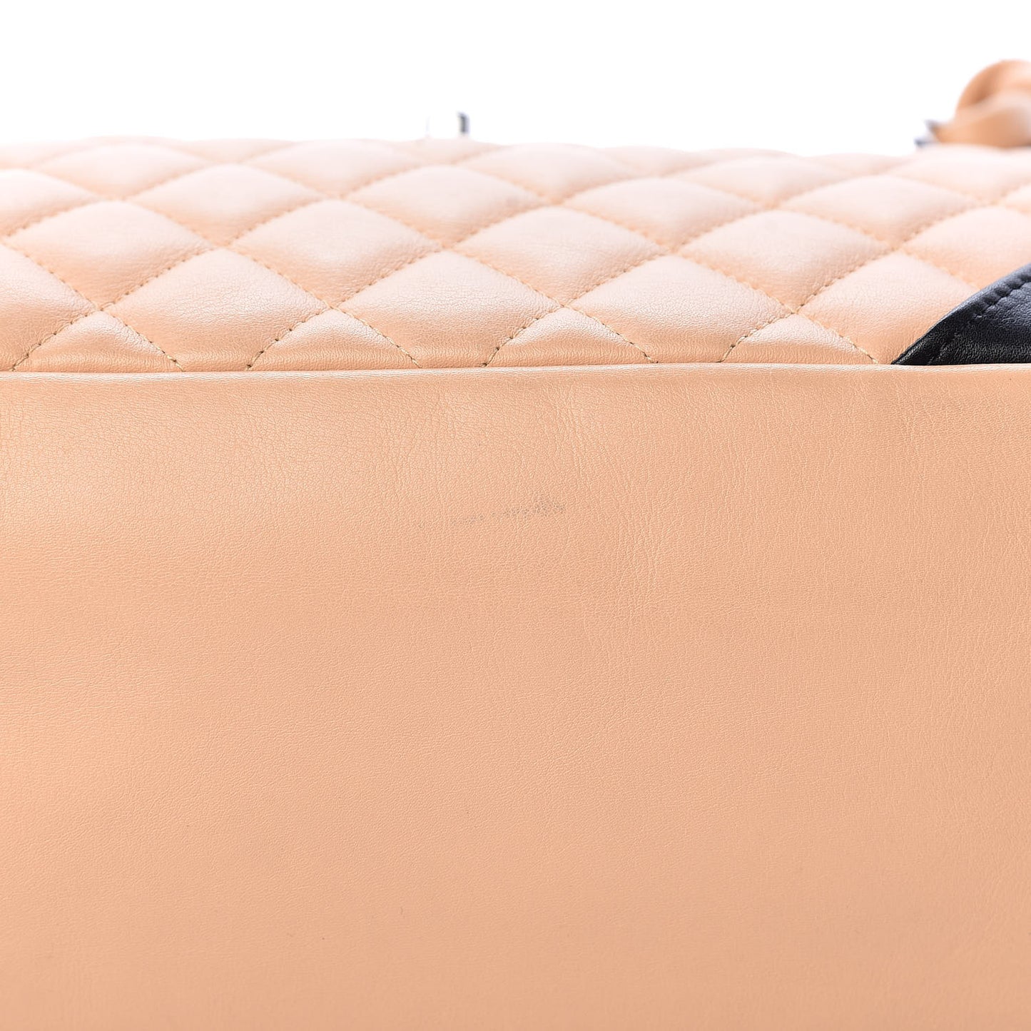Calfskin Quilted Large Cambon Flap Beige Black