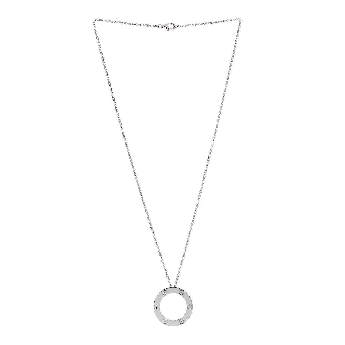 18K White Gold LOVE Pendant Necklace
