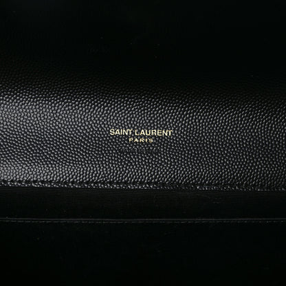 Saint Laurent Grain De Poudre Matelasse Chevron Monogram Envelope Clutch Black 6 of 8
