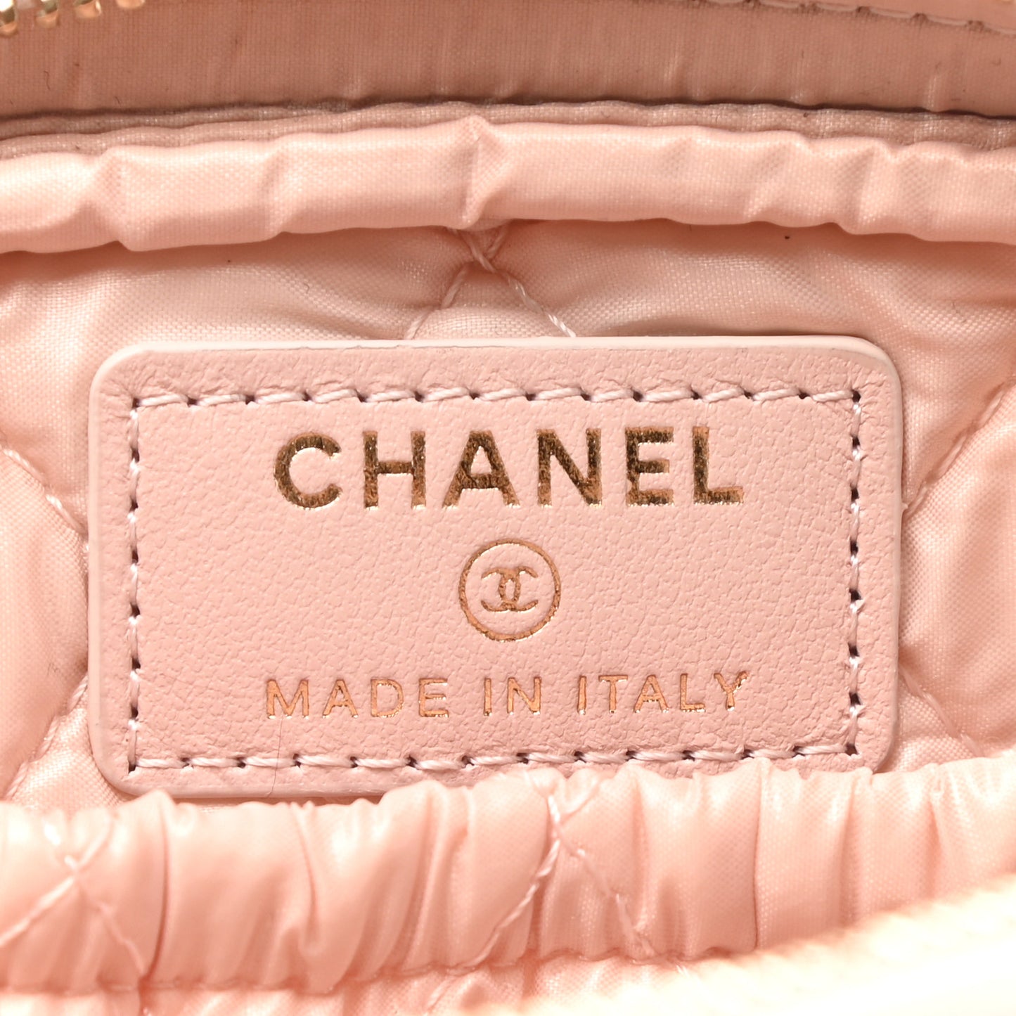 Caviar Quilted Small Curvy Pouch Cosmetic Case Light Pink