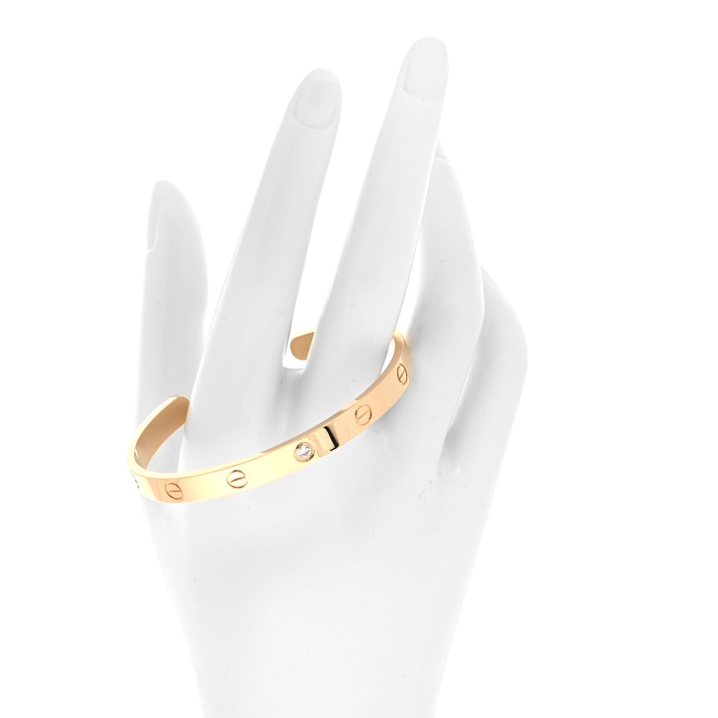 18K Yellow Gold 1 Diamond LOVE Cuff Bracelet 18