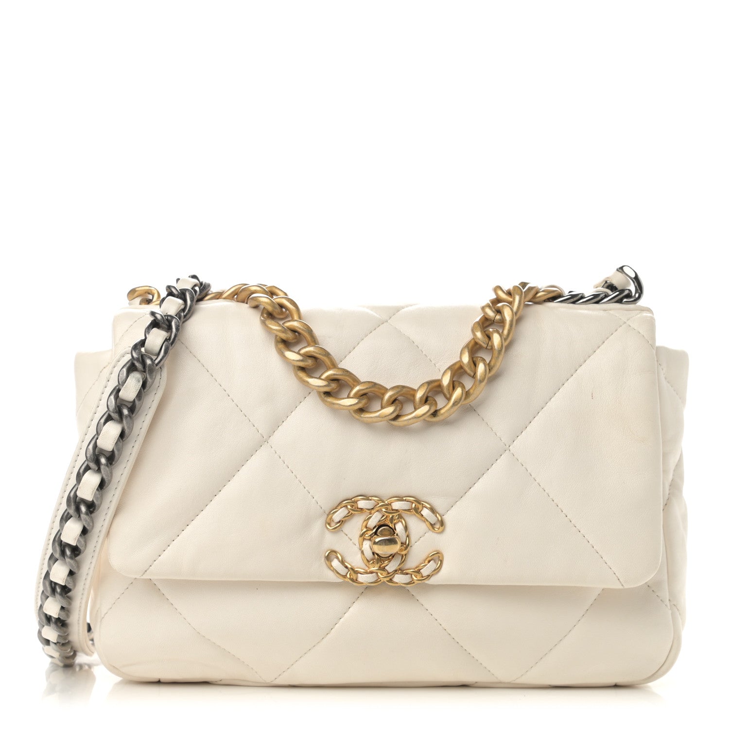 Chanel Goatskin Quilted Medium Chanel 19 Flap White 1 of 19