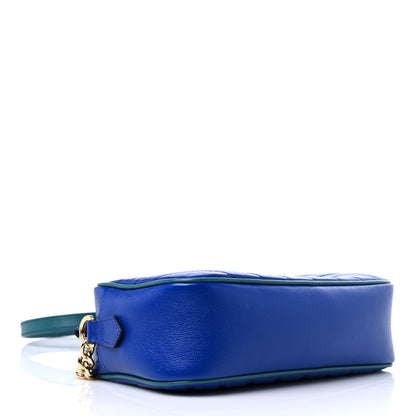 Gucci Azalea Calfskin Enamel Matelasse Diagonal Small Torchon GG Marmont Chain Shoulder Bag Imperial Blue Pavone 4 of 14