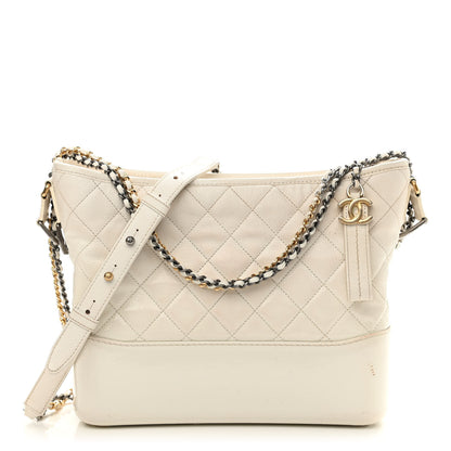 Chanel Patent Goatskin Quilted Medium Gabrielle Hobo White 1 of 16