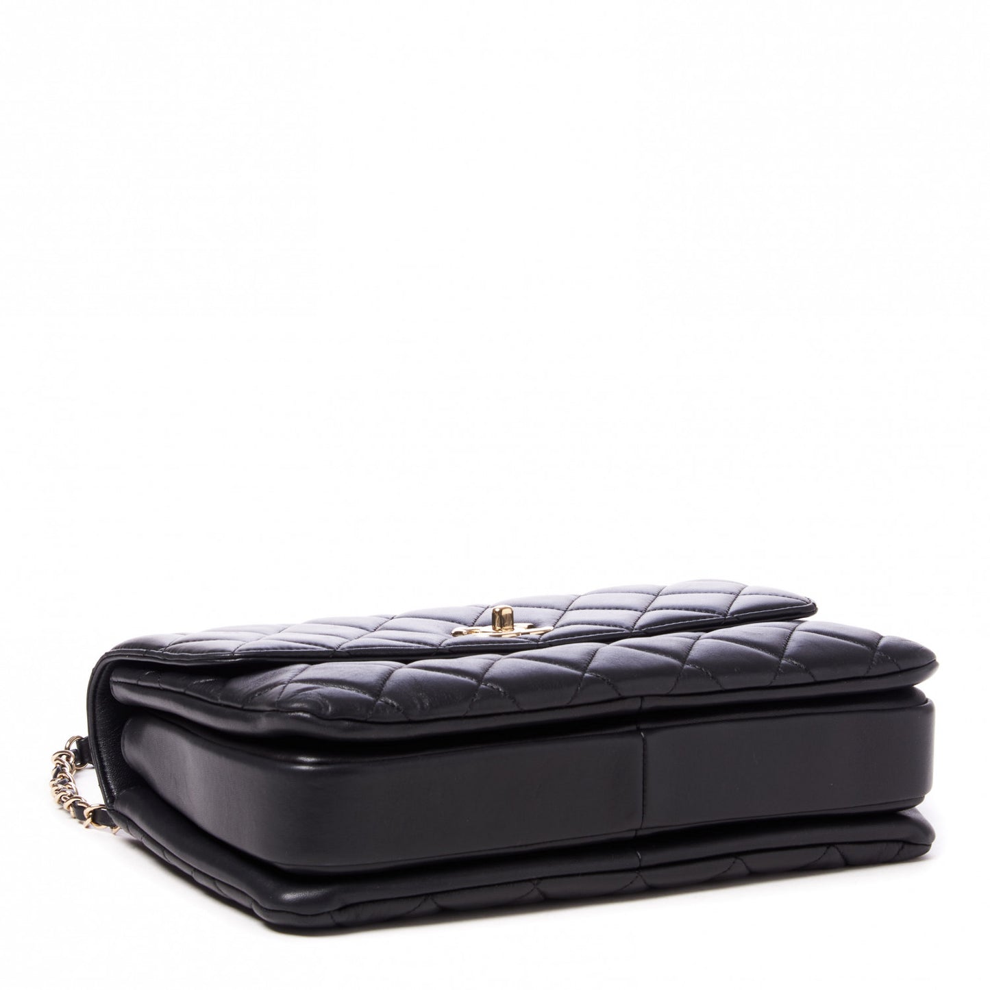 Lambskin Quilted Medium Trendy CC Flap Dual Handle Bag Black
