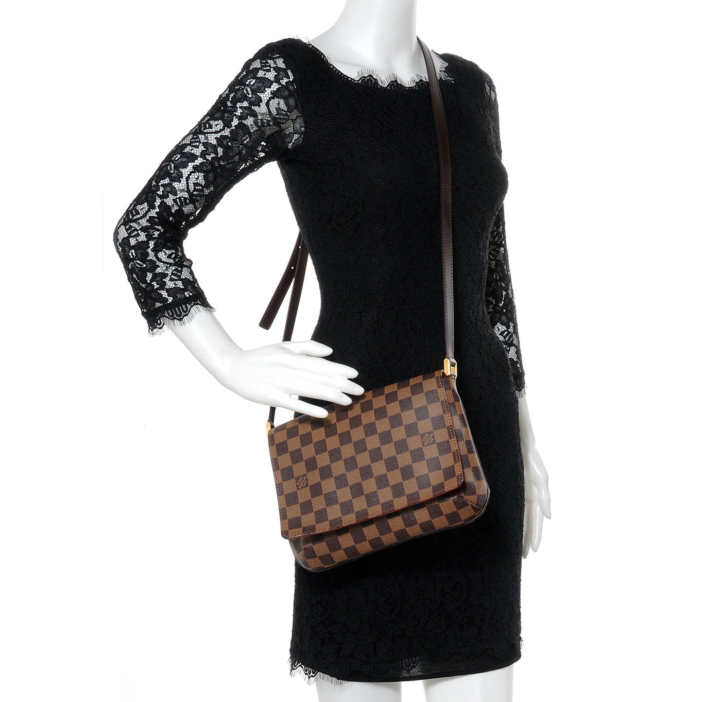 Damier Ebene Musette Tango Long Strap