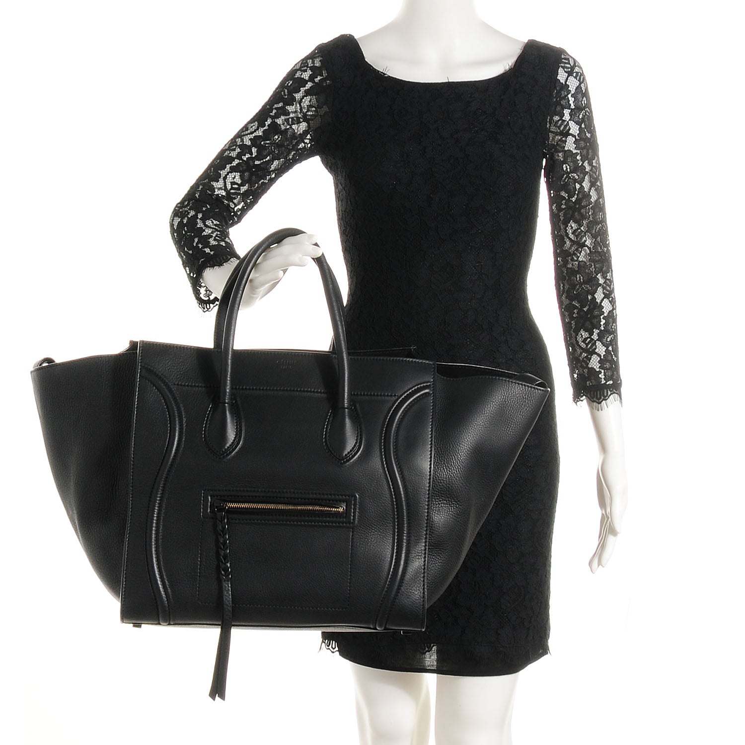 Celine Supple Calfskin Large Phantom Luggage Black 2 of 8