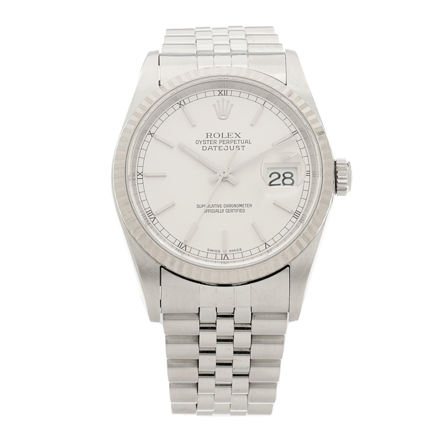 Rolex Stainless Steel 18K White Gold 36mm Oyster Perpetual Datejust Watch Silver 16234 1 of 4