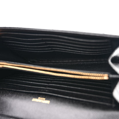 Saint Laurent Grain De Poudre Matelasse Chevron Monogram Chain Wallet Black 5 of 10