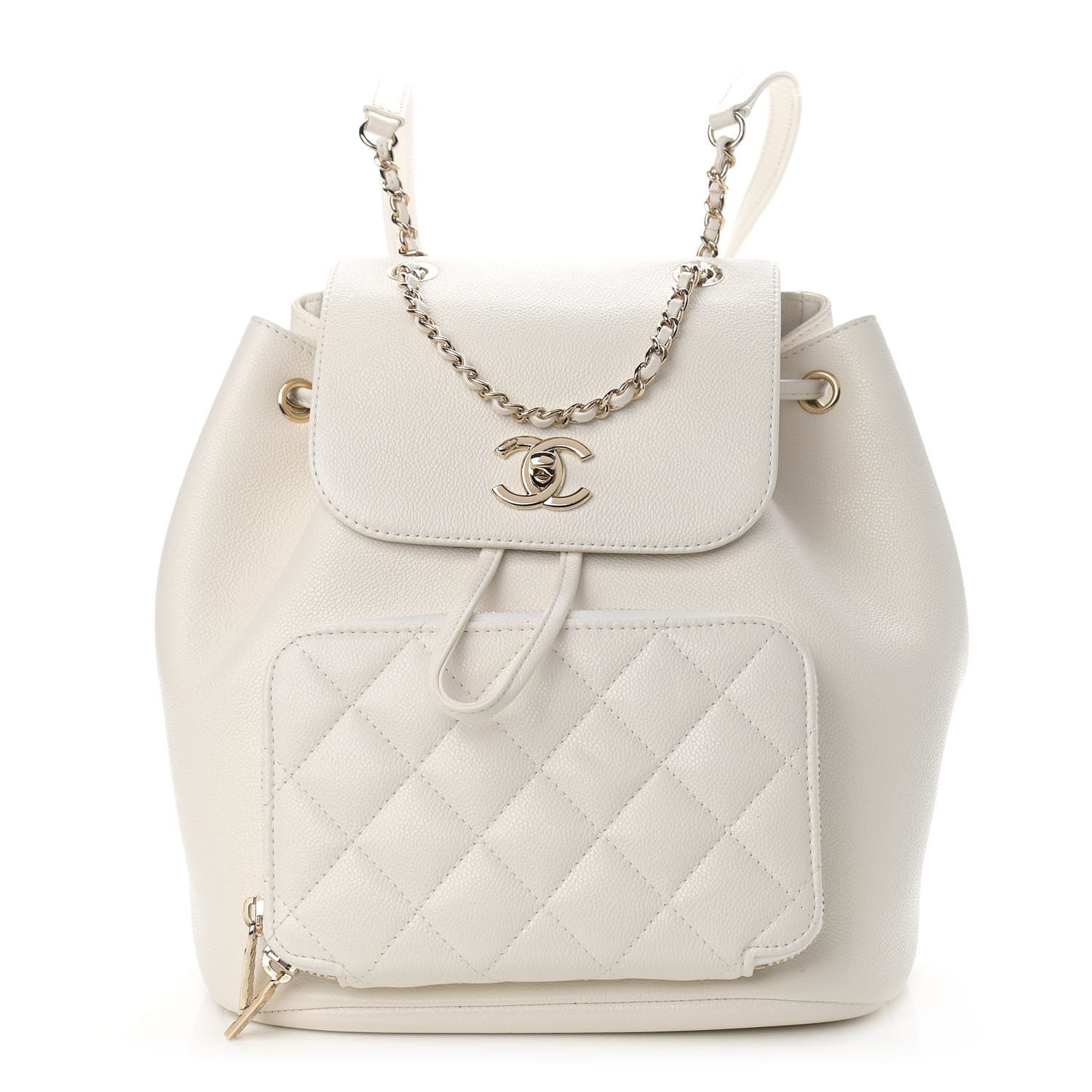 Caviar Quilted Business Affinity Backpack White