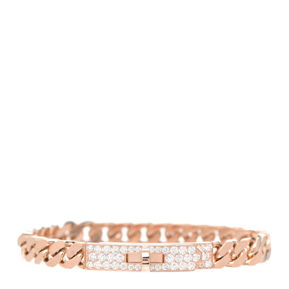 Hermes 18K Rose Gold Diamond PM Kelly Gourmette Bracelet SH 1 of 6