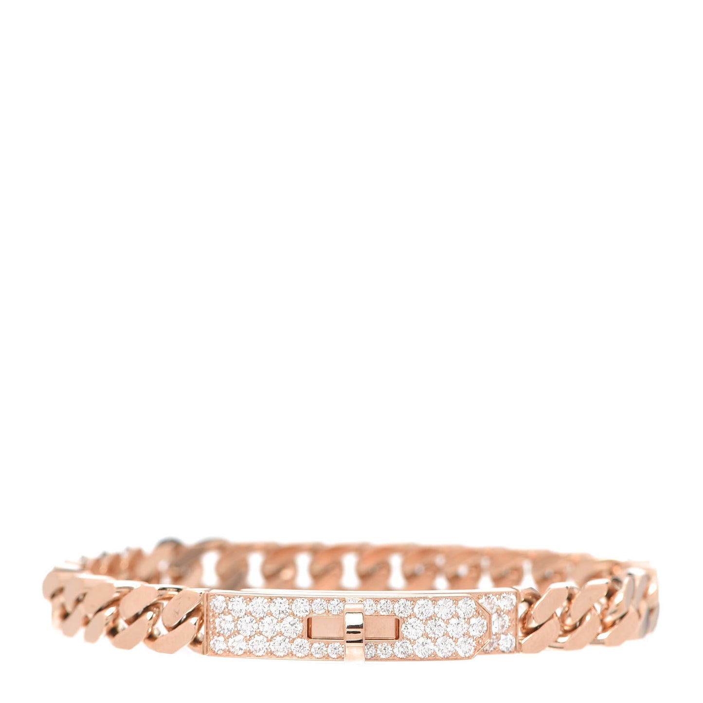 18K Rose Gold Diamond PM Kelly Gourmette Bracelet SH