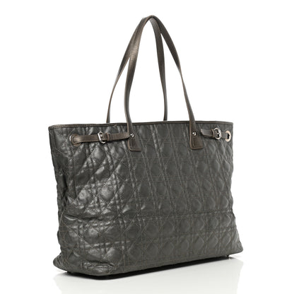 Christian Dior Coated Canvas Cannage Large Panarea Tote Grey 3 of 19