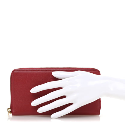 Saint Laurent Chevre Belle De Jour Zip Around Wallet Rouge Orient 2 of 10