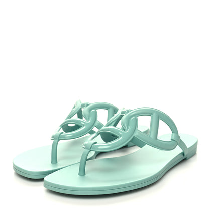 Hermes Rubber Womens Egerie Sandals 38 Vert Embrun 3 of 9