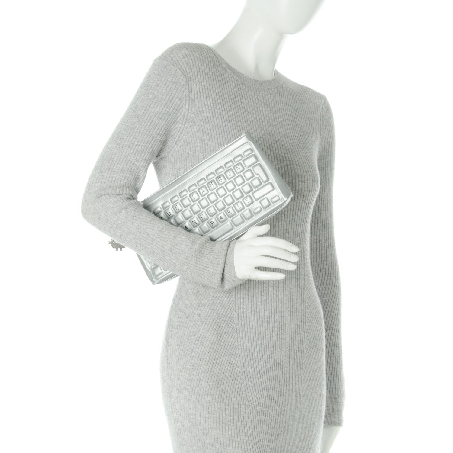 Chanel Metallic Calfskin Keyboard Pouch Silver 2 of 7
