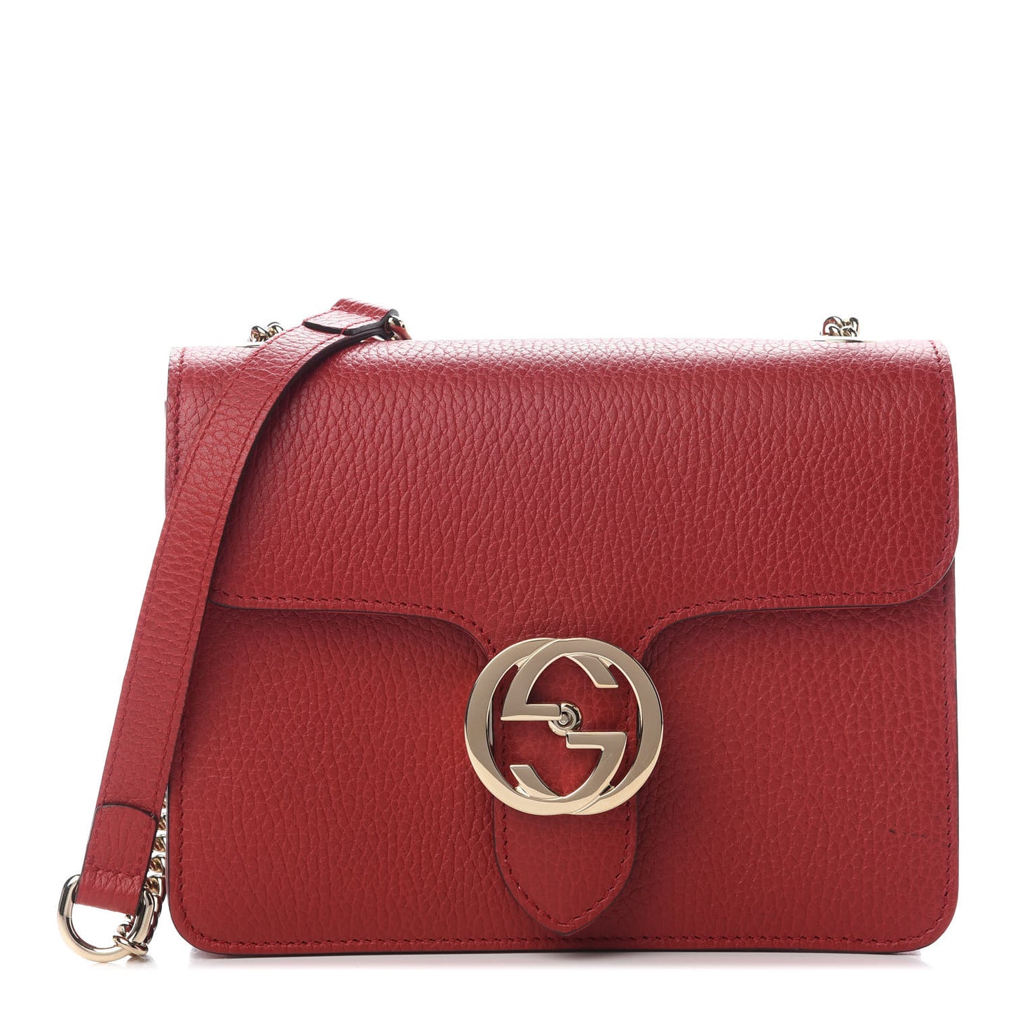 Dollar Calfskin Small Interlocking G Shoulder Bag Red