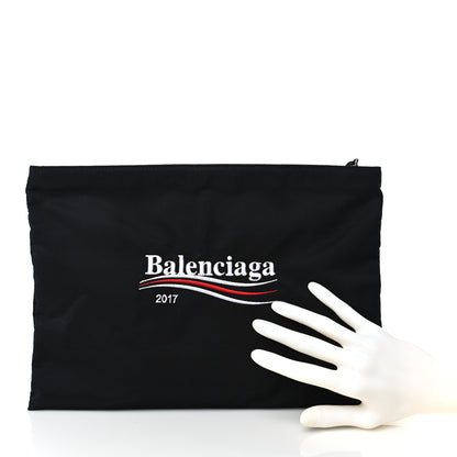 Balenciaga Nylon Political Campaign Logo Embroidered Documents Case Black 2 of 7
