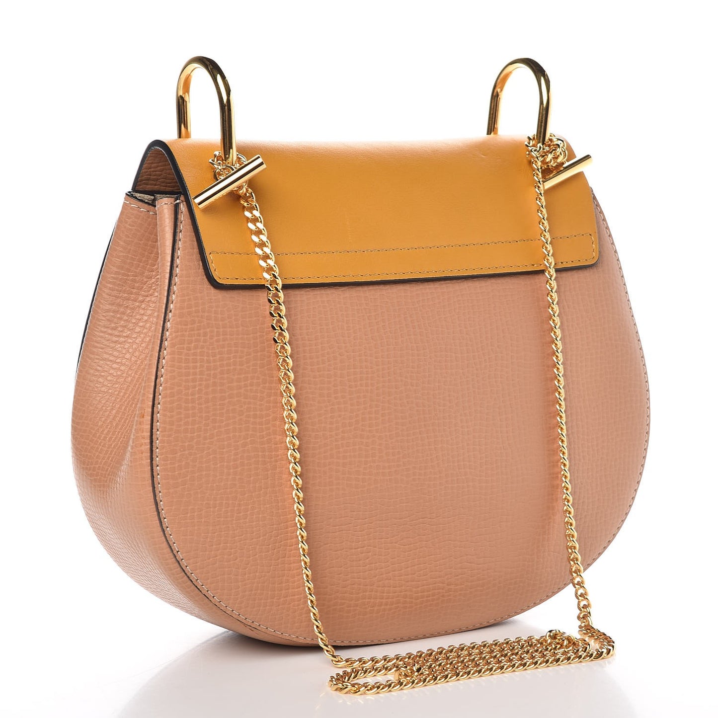 Grained Calfskin Lambskin Drew Shoulder Bag Wet Sand Sunflower