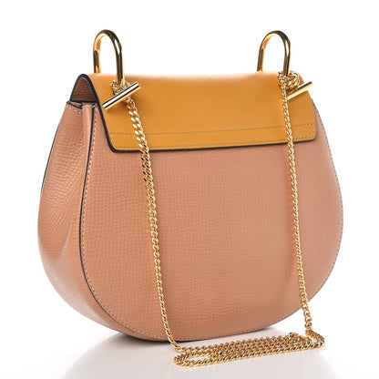 Chloe Grained Calfskin Lambskin Drew Shoulder Bag Wet Sand Sunflower 3 of 9