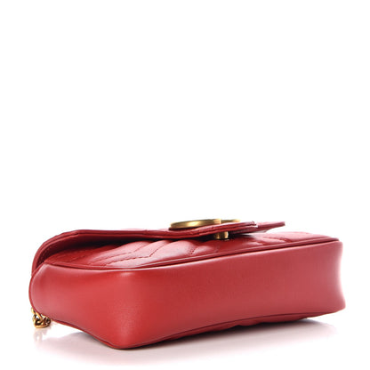 Gucci Calfskin Matelasse Super Mini GG Marmont Shoulder Bag Hibiscus Red 4 of 7