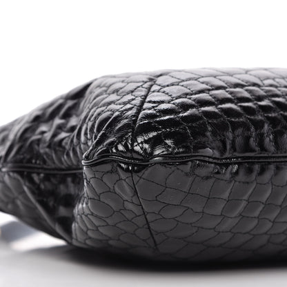 Saint Laurent Patent Crocodile Embossed Tribute Tote Black 6 of 13