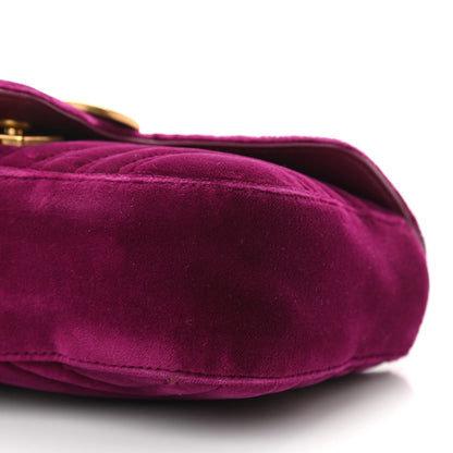 Gucci Velvet Matelasse Mini GG Marmont Shoulder Bag Fuchsia Violet Cyclamen 11 of 11