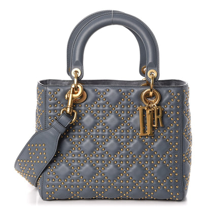 Christian Dior Calfskin Cannage Studded Medium Supple Lady Dior Grey 1 of 7
