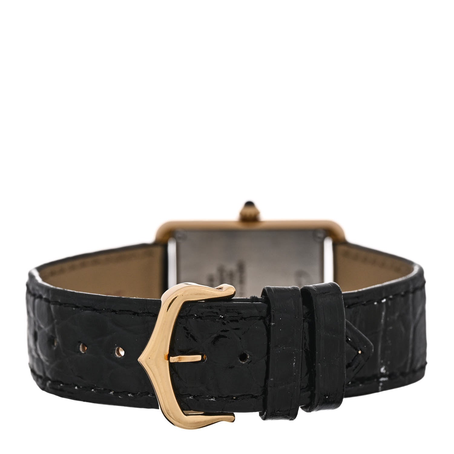 Cartier Stainless Steel 18K Yellow Gold Alligator 24mm Tank Solo Quartz Watch 3 of 5