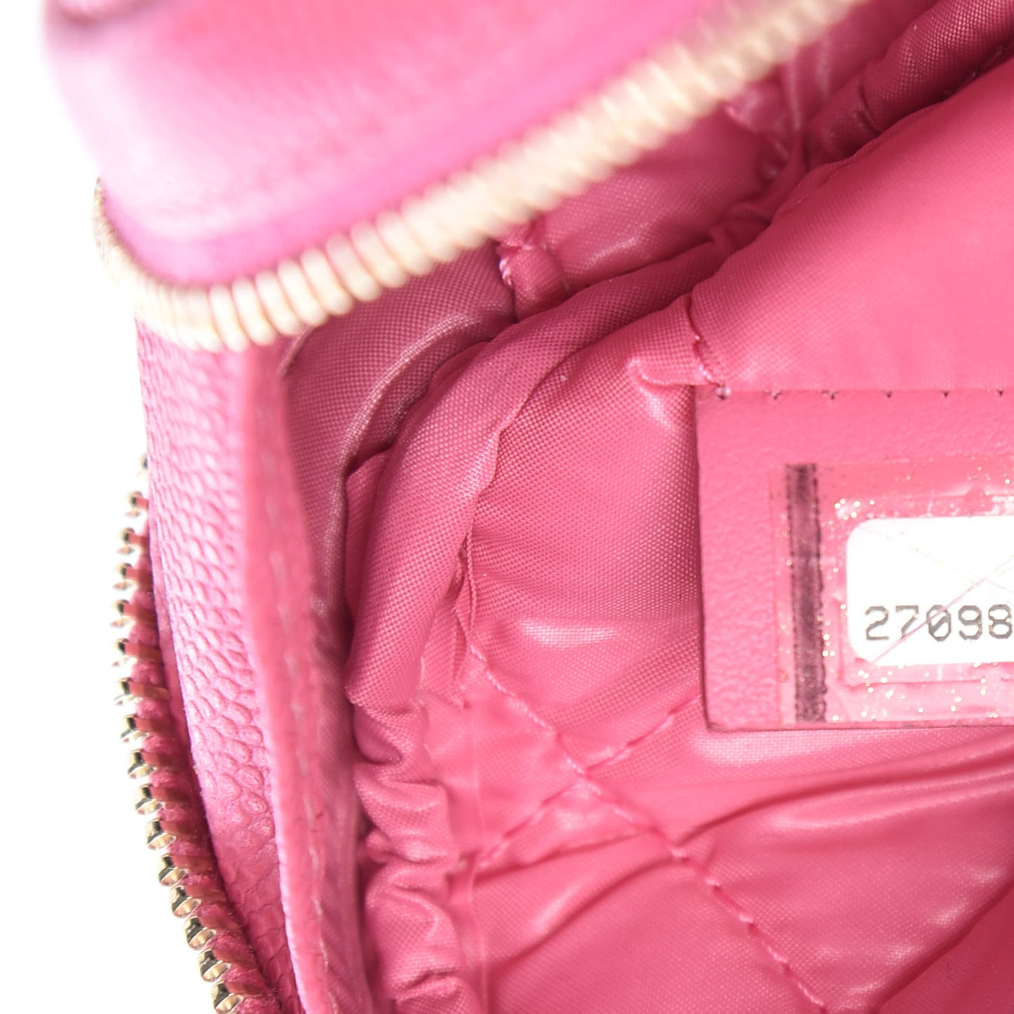 Caviar Quilted Small Curvy Pouch Cosmetic Case Pink