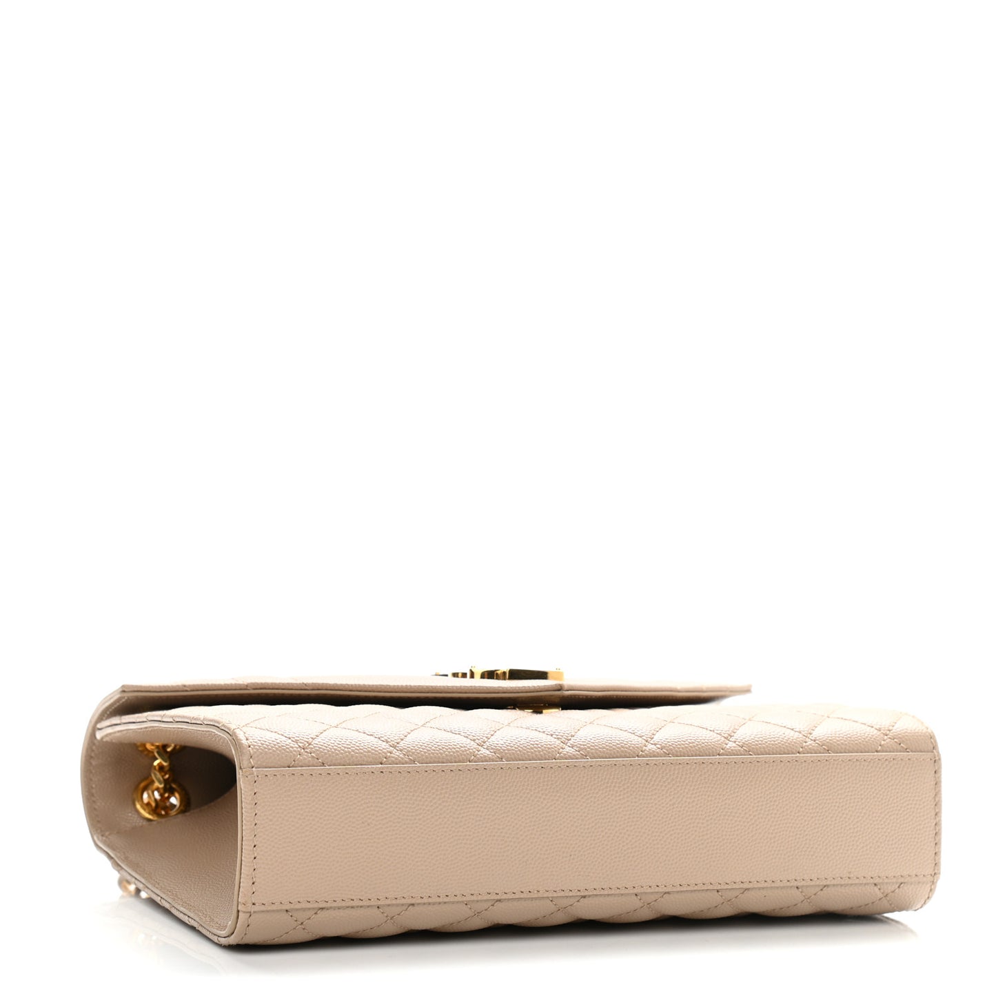 Grain De Poudre Textured Mixed Matelasse Medium Triquilt Monogram Satchel Dark Beige