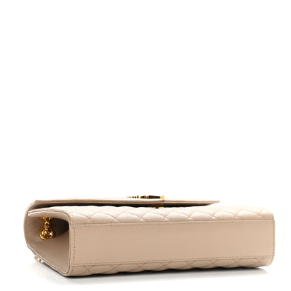 Saint Laurent Grain De Poudre Textured Mixed Matelasse Medium Triquilt Monogram Satchel Dark Beige 3 of 9