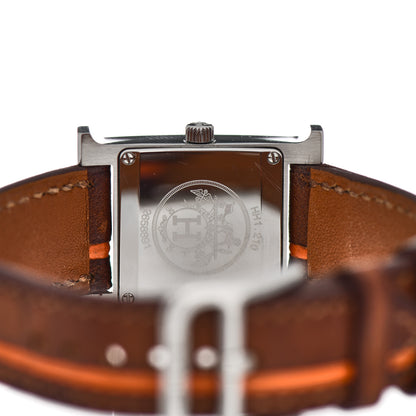 Hermes Stainless Steel Barenia 21mm Heure H Hour Quartz Watch Fauve Orange 4 of 4