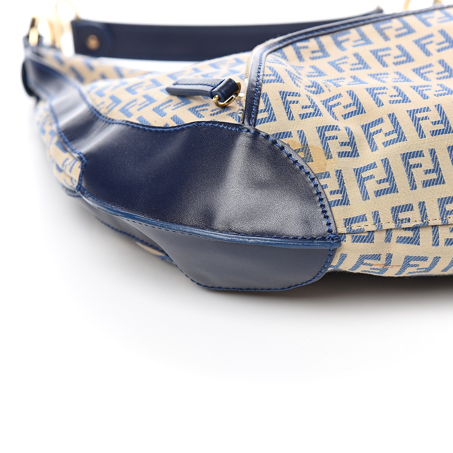 Fendi Zucchino Vitello Chef Hobo Beige Azzurro Blue 6 of 8