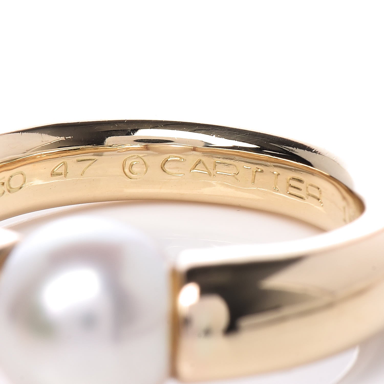 Cartier 18K Yellow Gold Pearl 8mm Cocktail Ring 47 4 6 of 8