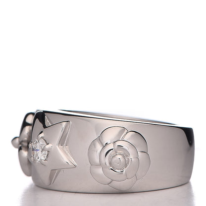 Chanel 18K White Gold Diamond Camelia Band Ring 49 5 3 of 6