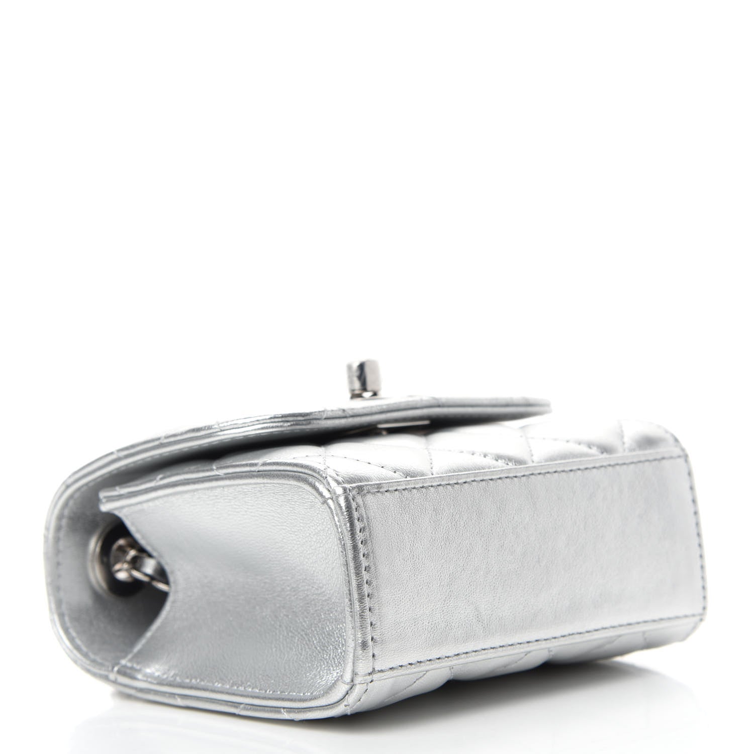 Chanel Metallic Lambskin Quilted Mini Trendy CC Chain Wallet Silver 4 of 10