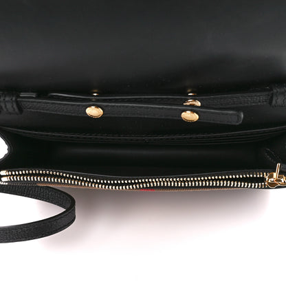 Burberry Derby Calfskin House Check Wallet On Chain Black 5 of 10