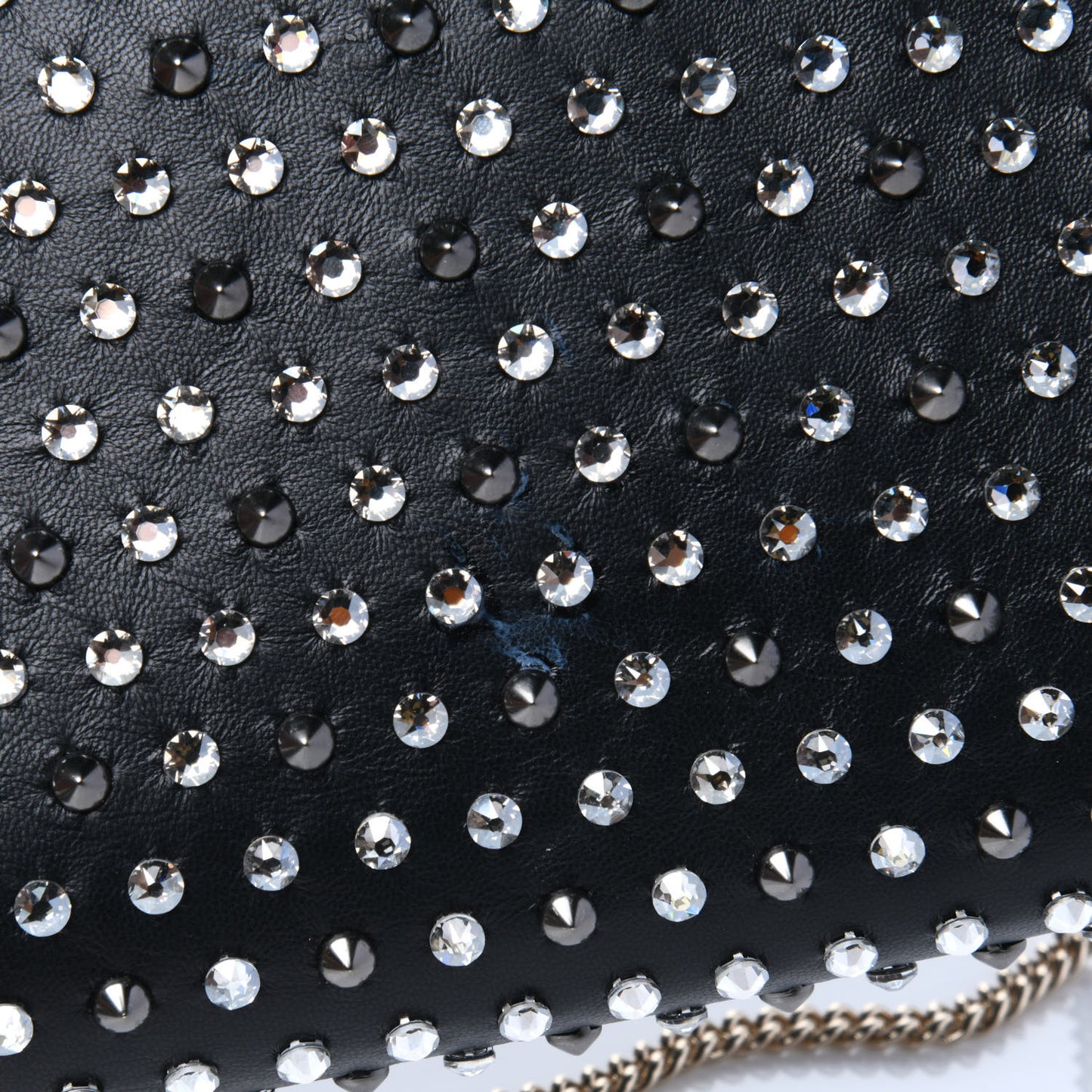Nappa Crystal Studded Palazzo Chain Evening Bag Black