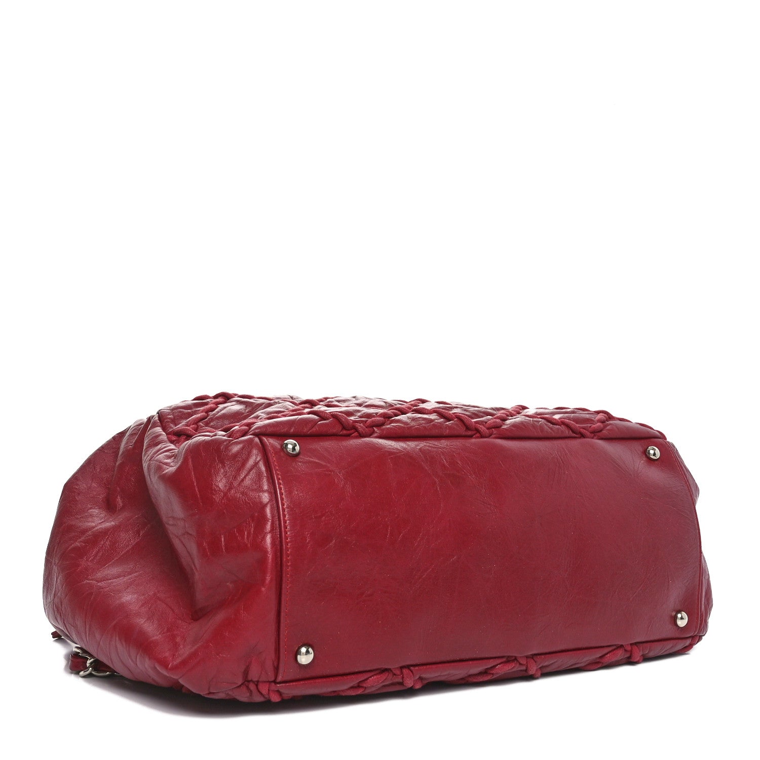 Chanel Calfskin Ultra Stitch Large Bowler Red 4 of 10
