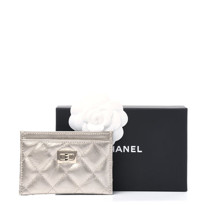 Chanel Metallic Aged Calfskin Quilted Reissue Card Holder Gold 9 of 9