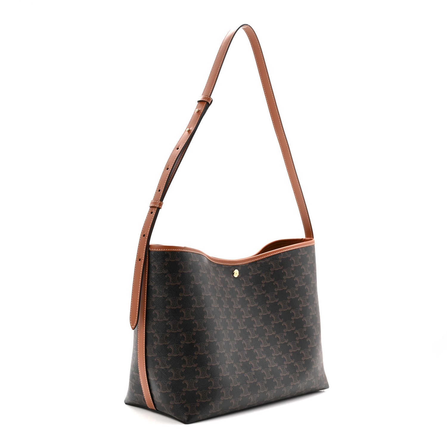 Celine Triomphe Canvas Calfskin Shopper Tote Tan 4 of 12