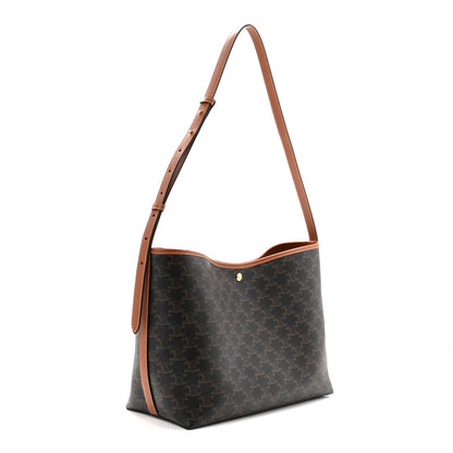 Celine Triomphe Canvas Calfskin Shopper Tote Tan 4 of 12