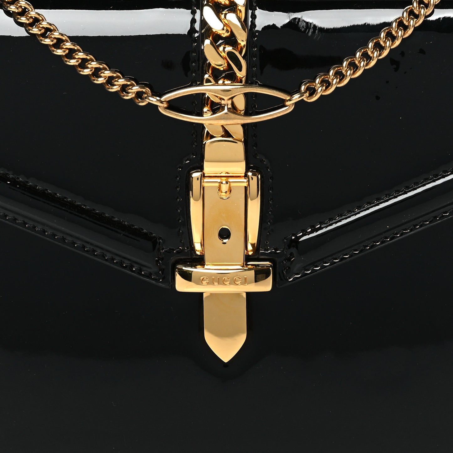 Mousse Top Patent Mini Sylvie 1969 Top Handle Bag Black